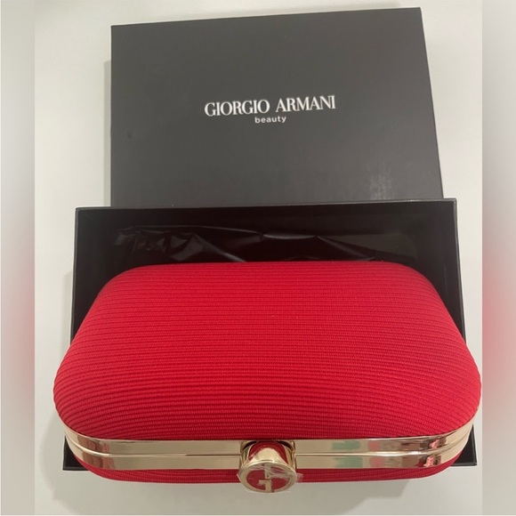 Giorgio Armani Red Clutch with Gold Logo - Picture 4 of 12